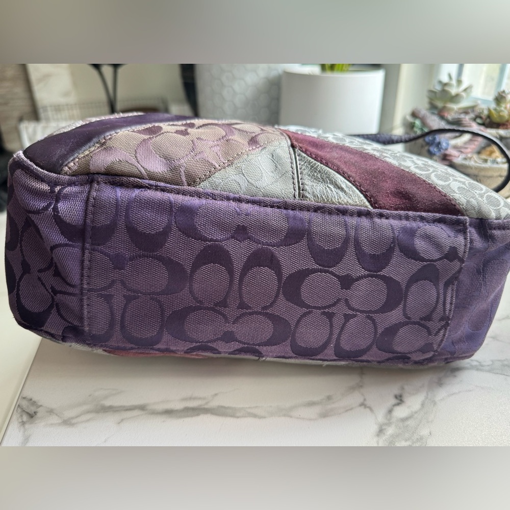 COACH Purple Chevron Patchwork Bag #F17614 - Picture 6 of 11